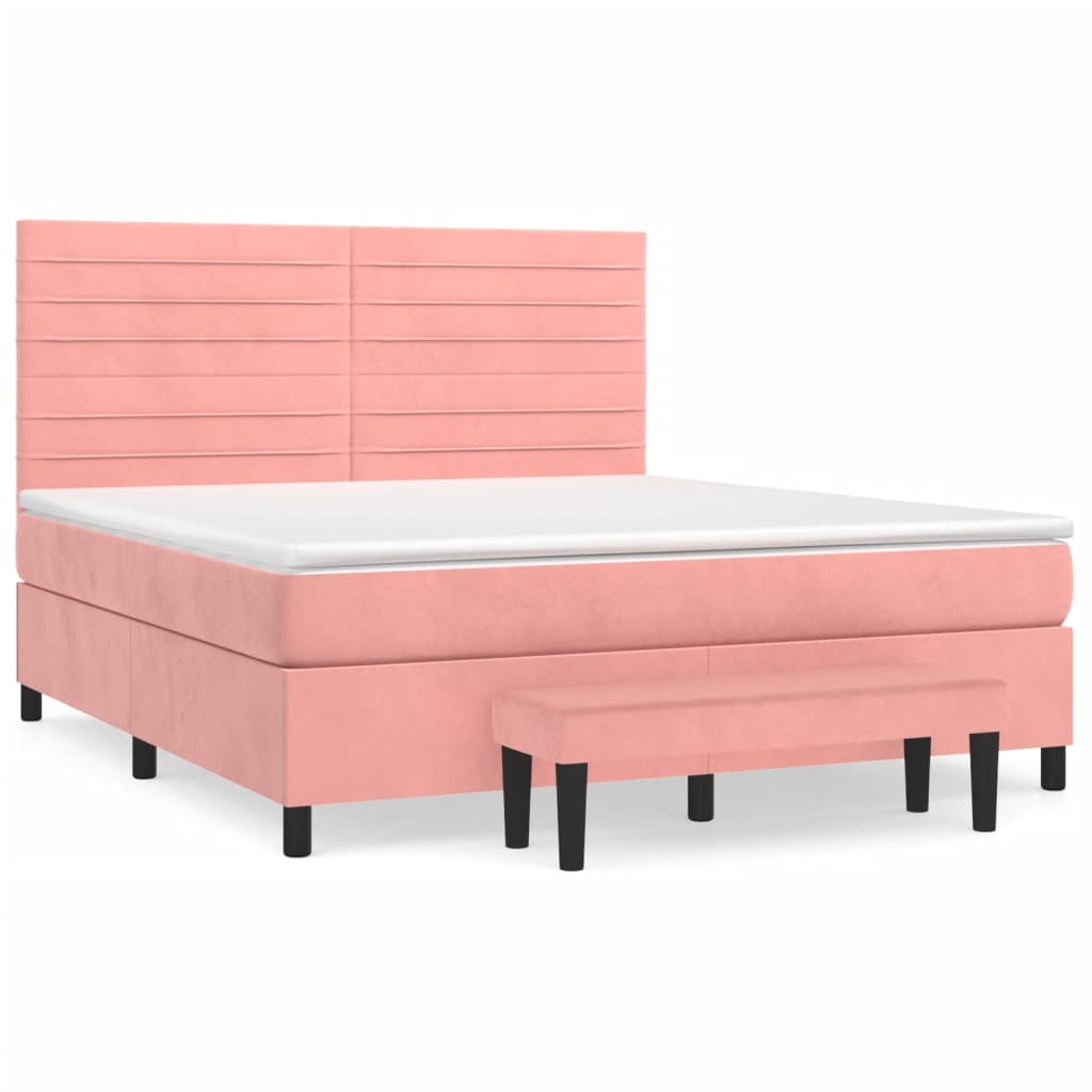 Giroletto a Molle con Materasso Rosa 160x200 cm in Velluto | homemem39