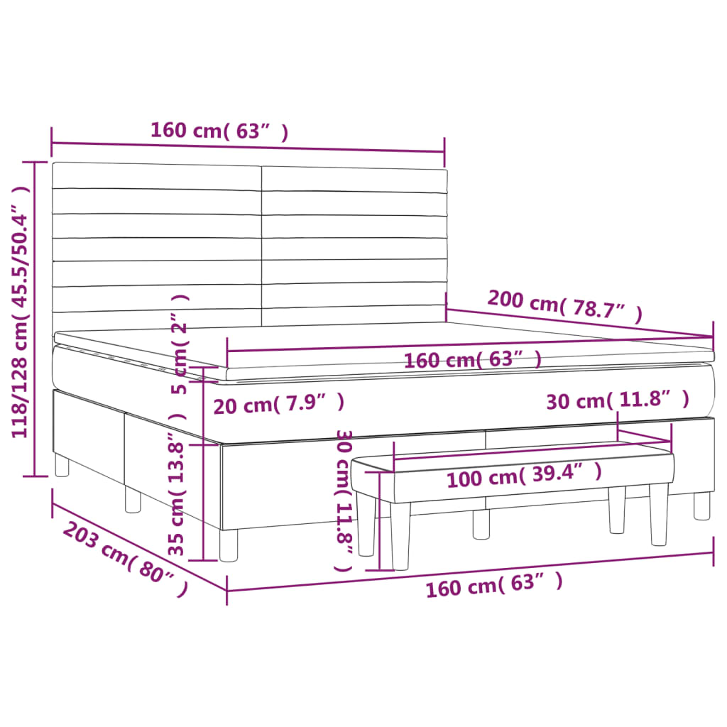 Giroletto a Molle con Materasso Rosa 160x200 cm in Velluto | homemem39