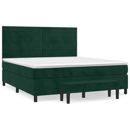 Giroletto a Molle con Materasso Verde Scuro 180x200 cm Velluto | homemem39
