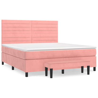 Giroletto a Molle con Materasso Rosa 180x200 cm in Velluto | homemem39