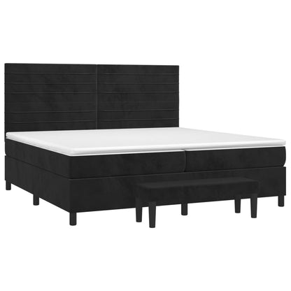 Giroletto a Molle con Materasso Nero 200x200 cm in Velluto | homemem39