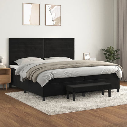 Giroletto a Molle con Materasso Nero 200x200 cm in Velluto | homemem39