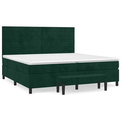 Giroletto a Molle con Materasso Verde Scuro 200x200 cm Velluto | homemem39