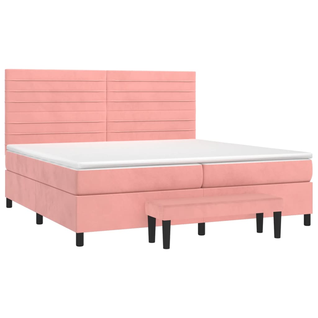 Giroletto a Molle con Materasso Rosa 200x200 cm in Velluto | homemem39