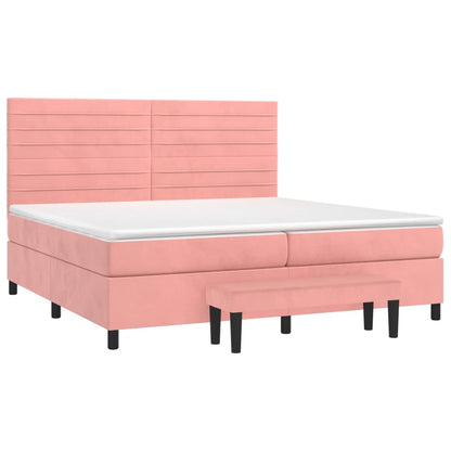 Giroletto a Molle con Materasso Rosa 200x200 cm in Velluto | homemem39