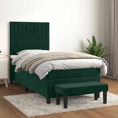 Giroletto a Molle con Materasso Verde Scuro 100x200 cm Velluto | homemem39