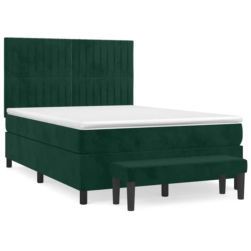 Giroletto a Molle con Materasso Verde Scuro 140x190 cm Velluto | homemem39