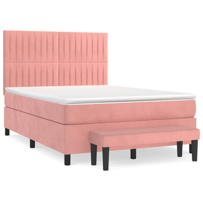 Giroletto a Molle con Materasso Rosa 140x200 cm in Velluto | homemem39