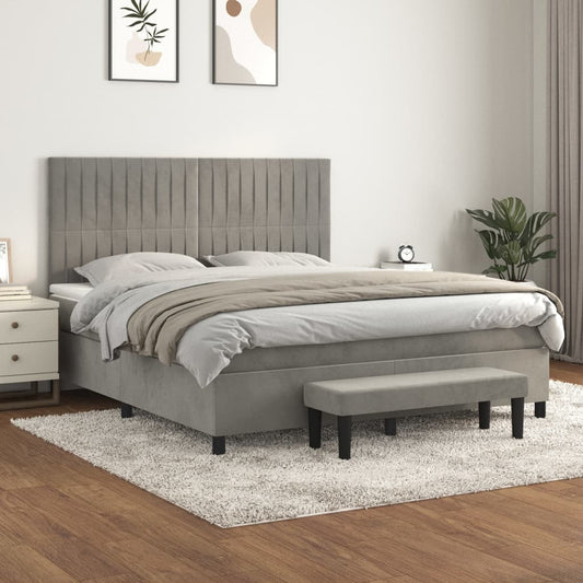Giroletto a Molle con Materasso Grigio Chiaro 160x200cm Velluto - homemem39