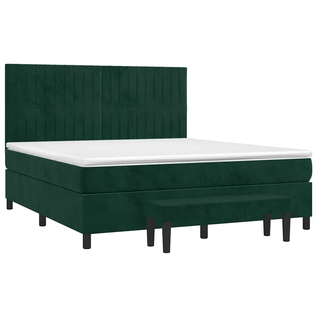 Giroletto a Molle con Materasso Verde Scuro 160x200 cm Velluto | homemem39