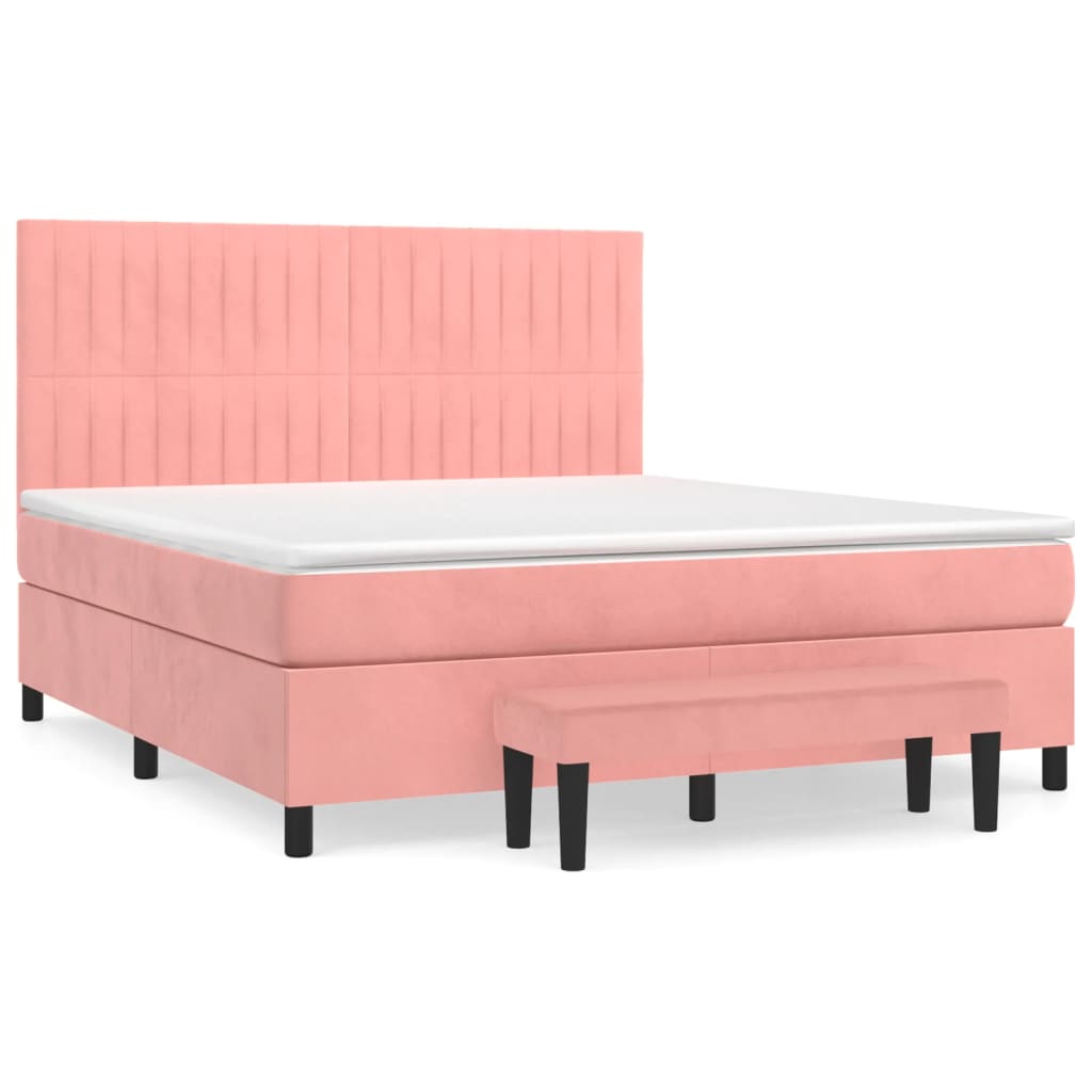 Giroletto a Molle con Materasso Rosa 180x200 cm in Velluto | homemem39