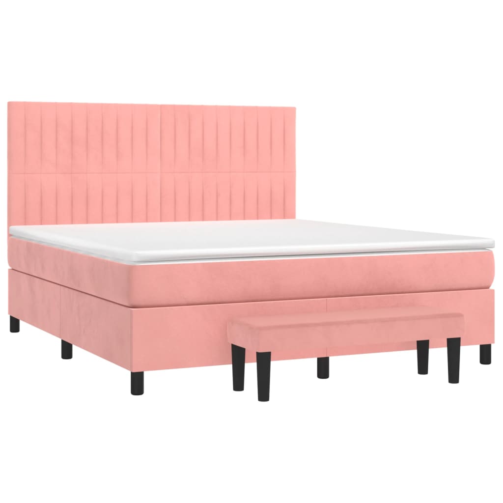 Giroletto a Molle con Materasso Rosa 180x200 cm in Velluto | homemem39