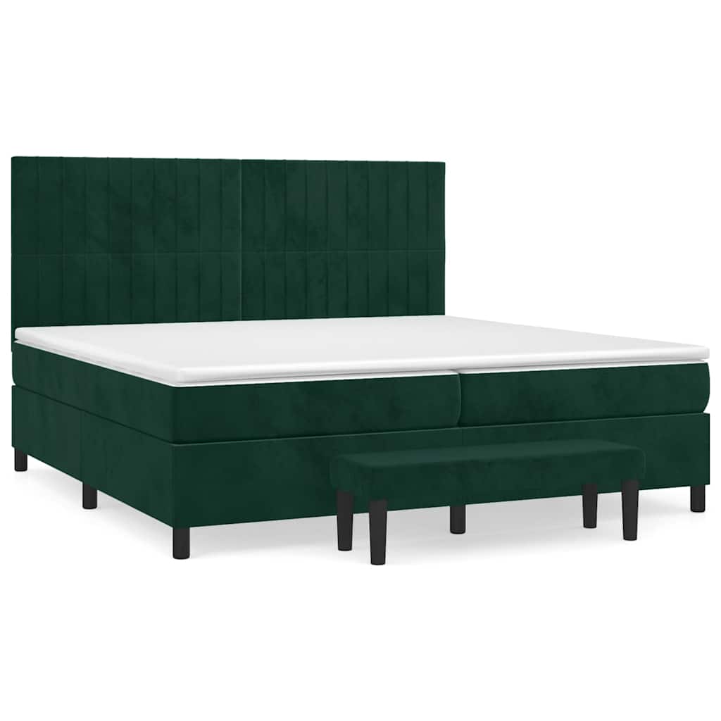 Giroletto a Molle con Materasso Verde Scuro 200x200 cm Velluto | homemem39