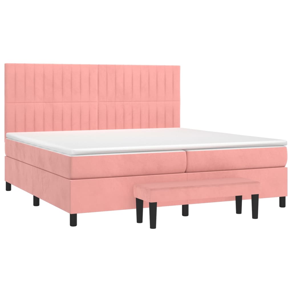 Giroletto a Molle con Materasso Rosa 200x200 cm in Velluto | homemem39