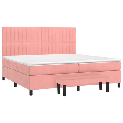 Giroletto a Molle con Materasso Rosa 200x200 cm in Velluto | homemem39