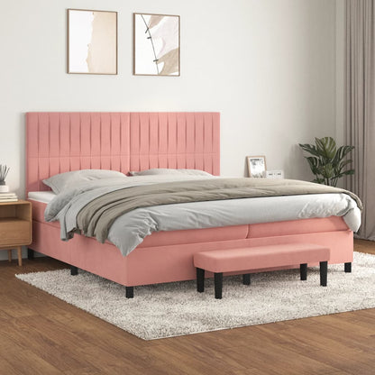 Giroletto a Molle con Materasso Rosa 200x200 cm in Velluto | homemem39