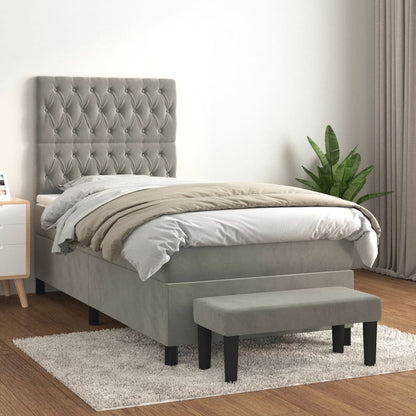 Giroletto a Molle con Materasso Grigio Chiaro 80x200 cm Velluto | homemem39