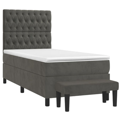 Giroletto a Molle con Materasso Grigio Scuro 80x200 cm Velluto | homemem39