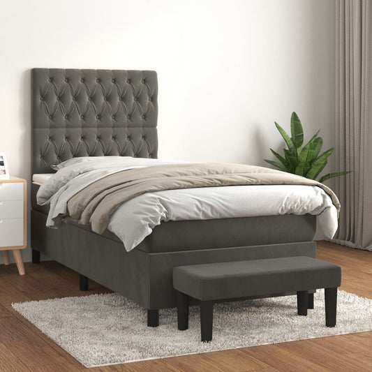 Giroletto a Molle con Materasso Grigio Scuro 80x200 cm Velluto | homemem39