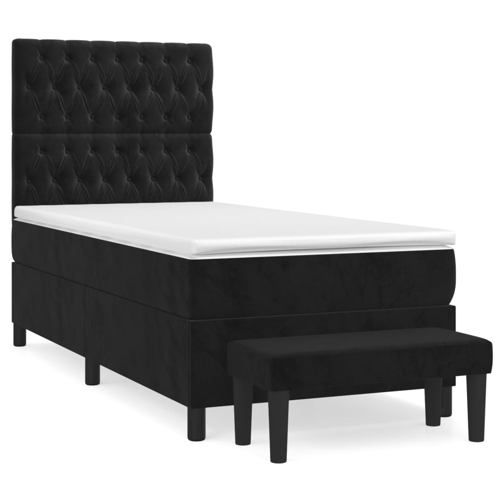 Giroletto a Molle con Materasso Nero 80x200 cm in Velluto | homemem39