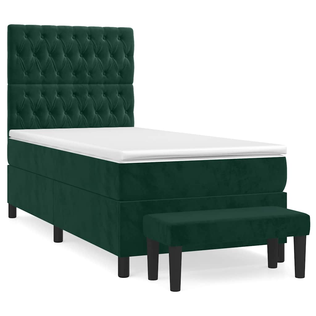 Giroletto a Molle con Materasso Verde Scuro 80x200 cm Velluto | homemem39