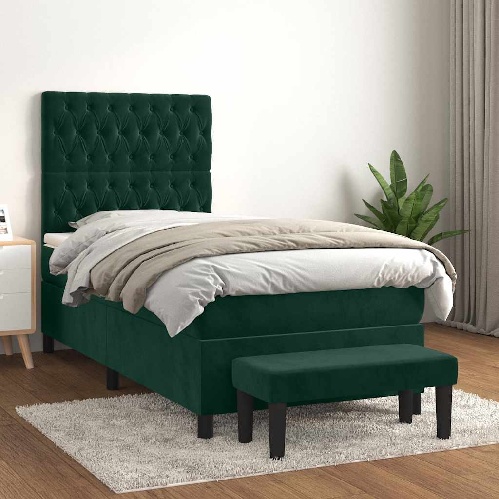 Giroletto a Molle con Materasso Verde Scuro 80x200 cm Velluto | homemem39