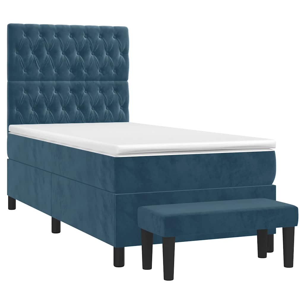 Giroletto a Molle con Materasso Blu Scuro 80x200 cm in Velluto | homemem39
