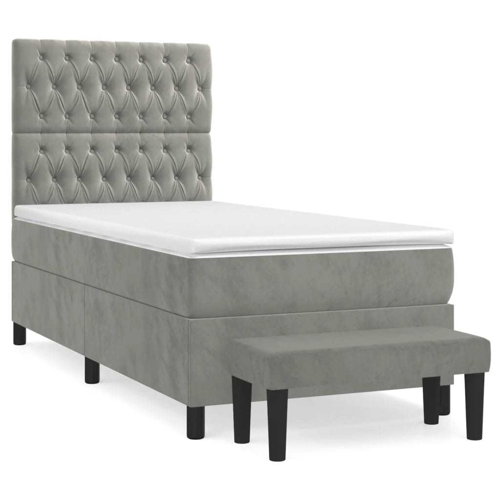 Giroletto a Molle con Materasso Grigio Chiaro 90x190 cm Velluto | homemem39