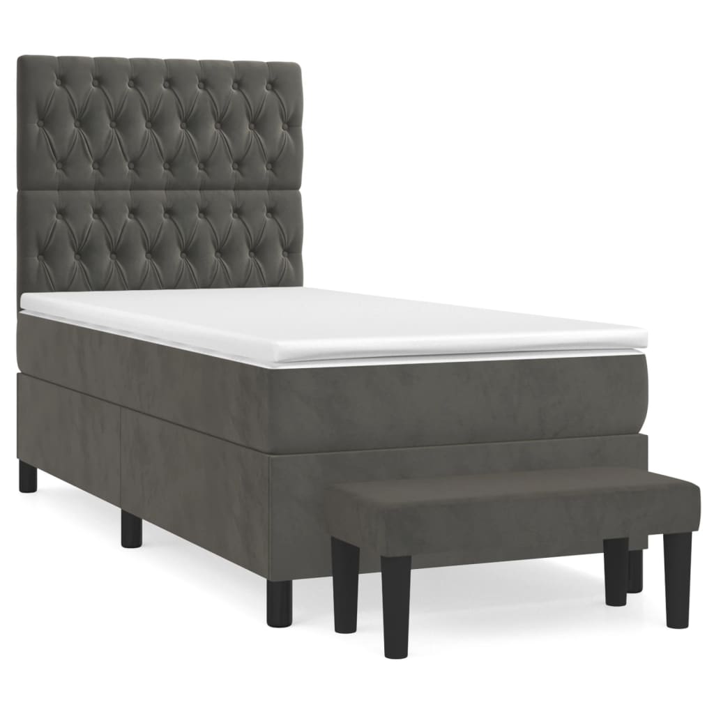 Giroletto a Molle con Materasso Grigio Scuro 90x190 cm Velluto | homemem39