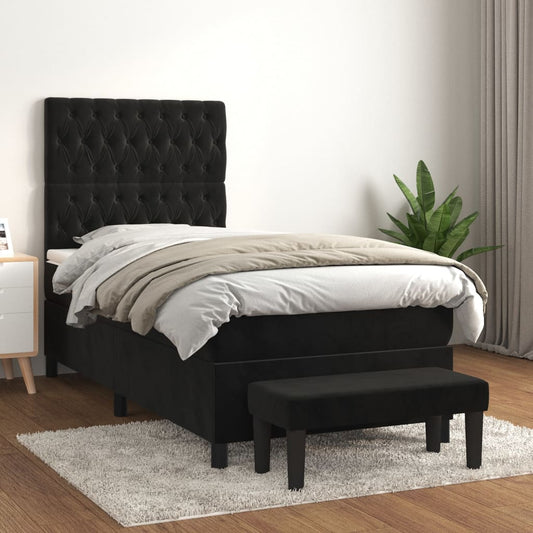 Giroletto a Molle con Materasso Nero 90x190 cm in Velluto | homemem39
