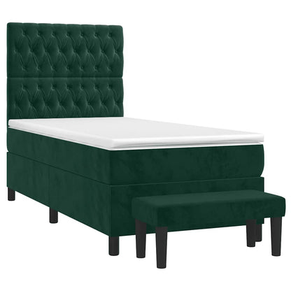 Giroletto a Molle con Materasso Verde Scuro 90x190 cm Velluto | homemem39