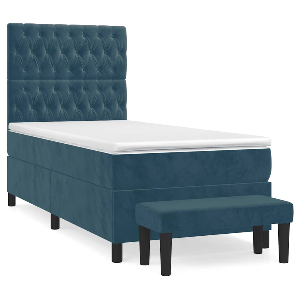 Giroletto a Molle con Materasso Blu Scuro 90x190 cm in Velluto | homemem39