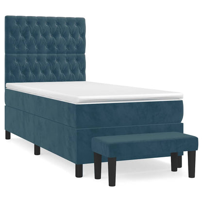Giroletto a Molle con Materasso Blu Scuro 90x190 cm in Velluto | homemem39