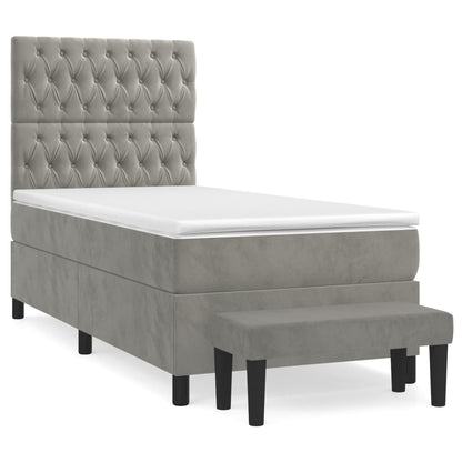 Giroletto a Molle con Materasso Grigio Chiaro 90x200 cm Velluto | homemem39