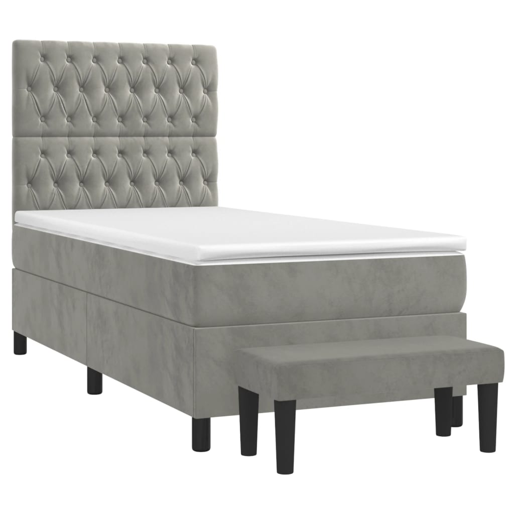 Giroletto a Molle con Materasso Grigio Chiaro 90x200 cm Velluto | homemem39
