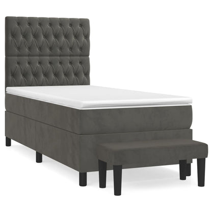Giroletto a Molle con Materasso Grigio Scuro 90x200 cm Velluto | homemem39