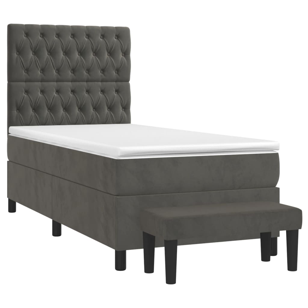 Giroletto a Molle con Materasso Grigio Scuro 90x200 cm Velluto | homemem39