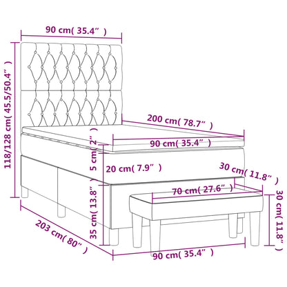 Giroletto a Molle con Materasso Grigio Scuro 90x200 cm Velluto | homemem39