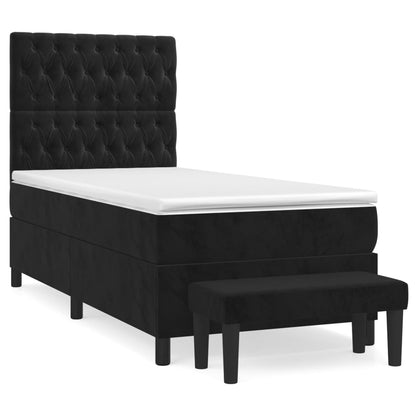 Giroletto a Molle con Materasso Nero 90x200 cm in Velluto | homemem39