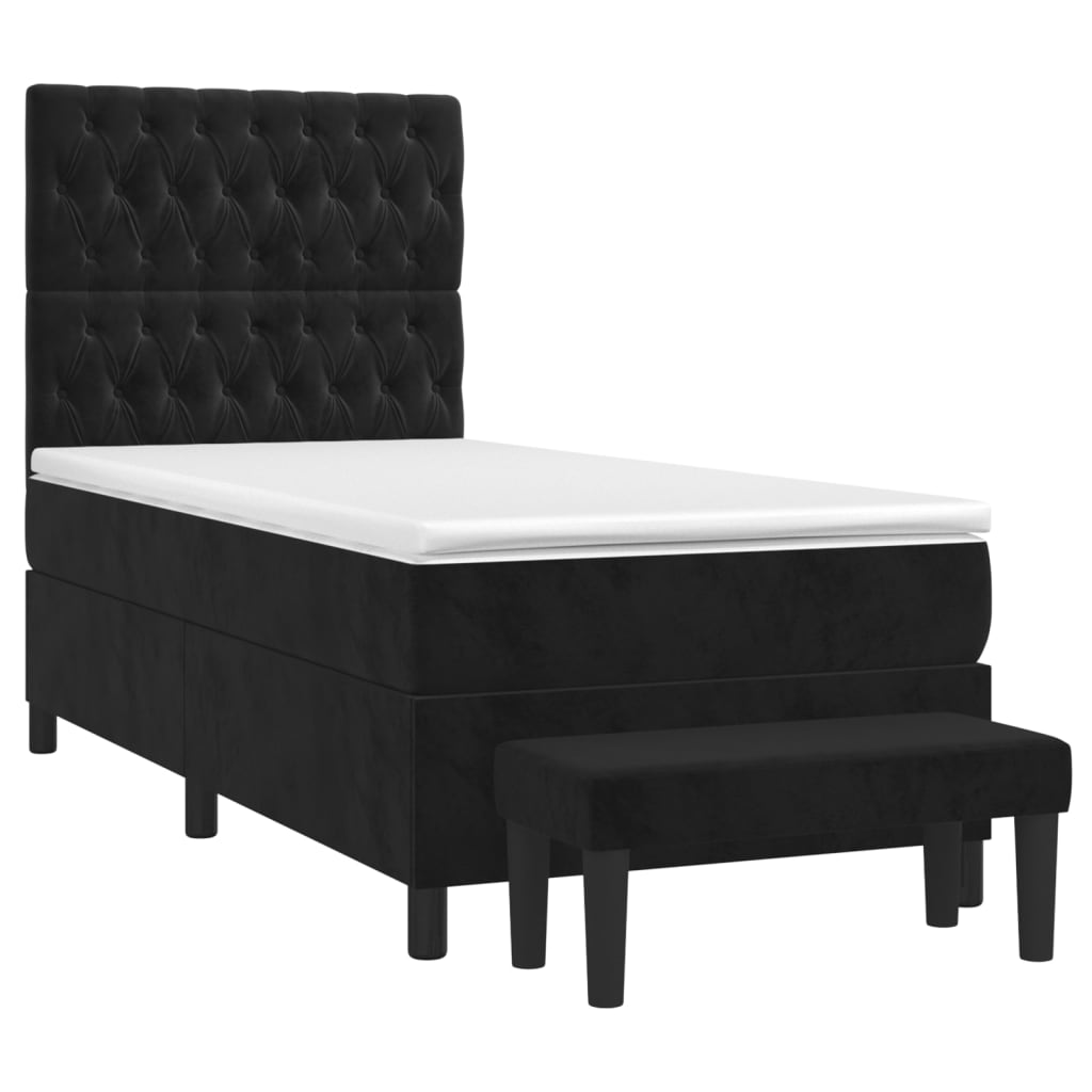 Giroletto a Molle con Materasso Nero 90x200 cm in Velluto | homemem39