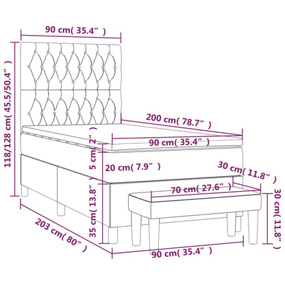 Giroletto a Molle con Materasso Nero 90x200 cm in Velluto | homemem39