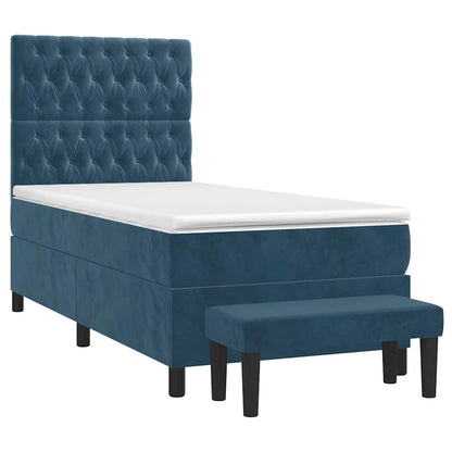 Giroletto a Molle con Materasso Blu Scuro 90x200 cm in Velluto | homemem39