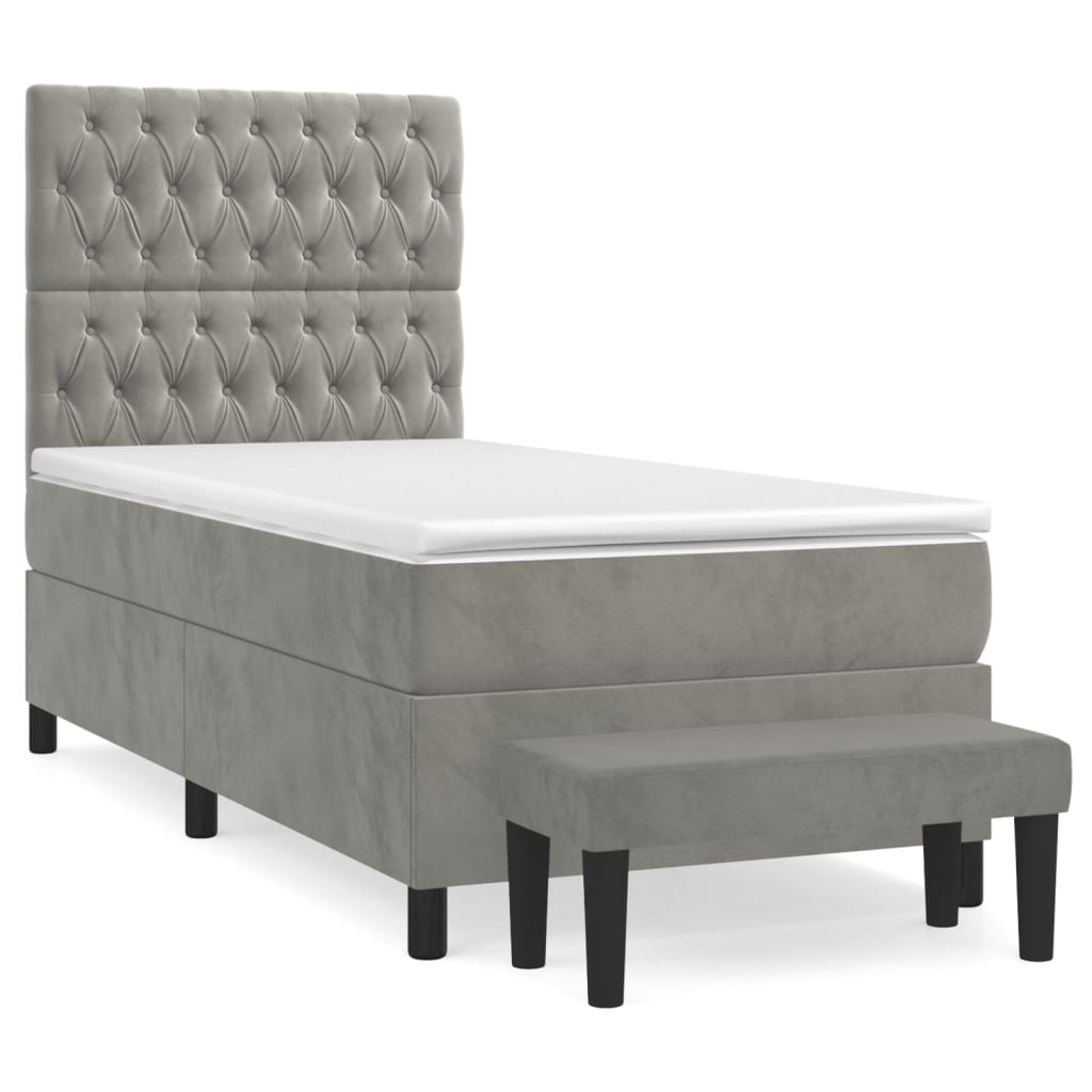 Giroletto a Molle con Materasso Grigio Chiaro 100x200cm Velluto | homemem39