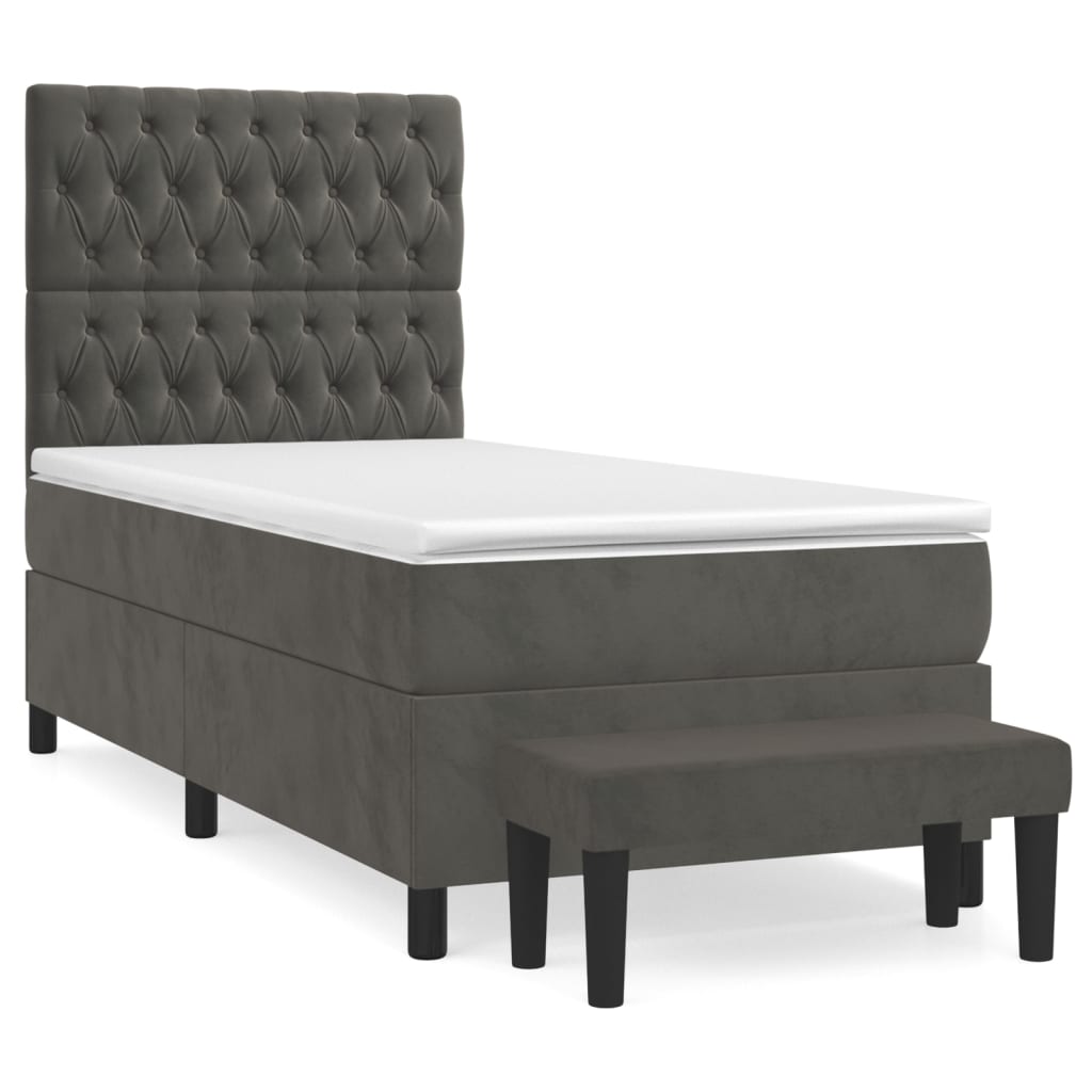 Giroletto a Molle con Materasso Grigio Scuro 100x200 cm Velluto | homemem39