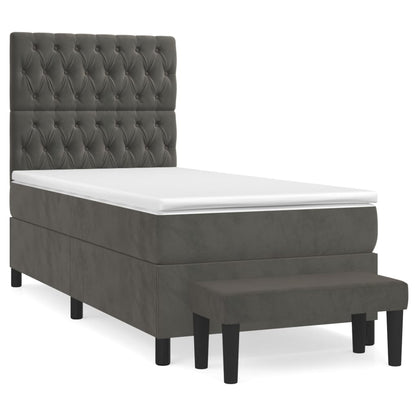 Giroletto a Molle con Materasso Grigio Scuro 100x200 cm Velluto | homemem39