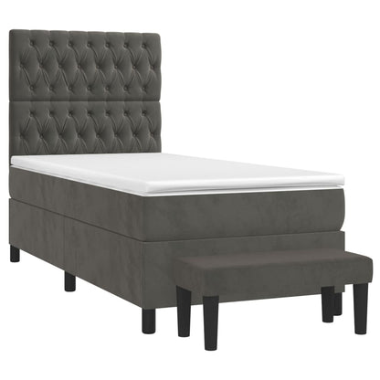 Giroletto a Molle con Materasso Grigio Scuro 100x200 cm Velluto | homemem39