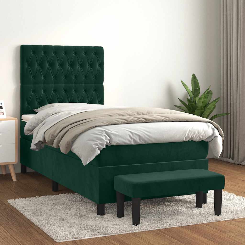Giroletto a Molle con Materasso Verde Scuro 100x200 cm Velluto | homemem39