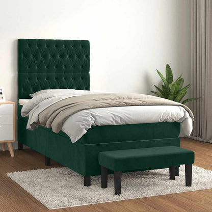 Giroletto a Molle con Materasso Verde Scuro 100x200 cm Velluto | homemem39