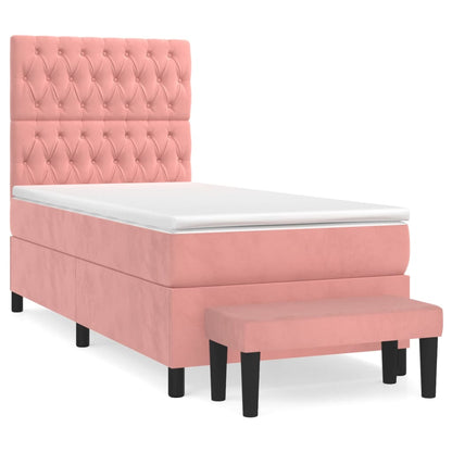 Giroletto a Molle con Materasso Rosa 100x200 cm in Velluto | homemem39