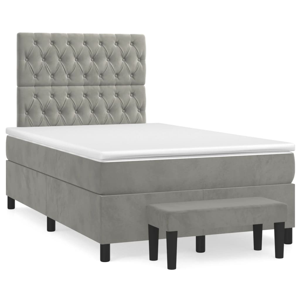 Giroletto a Molle con Materasso Grigio Chiaro 120x200cm Velluto | homemem39